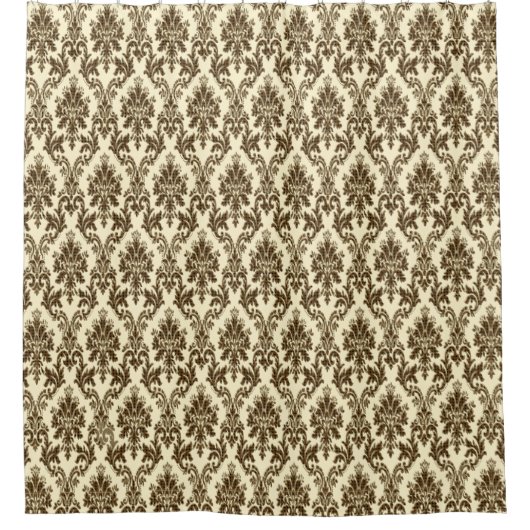 Elegant Brown and Gold Damask Print Shower Curtain Douchegordijn (Voorkant)