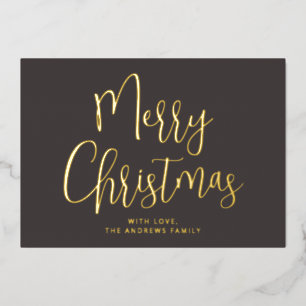 Elegant Brown and Gold Merry-kerstgoud Folie Feestdagenkaart