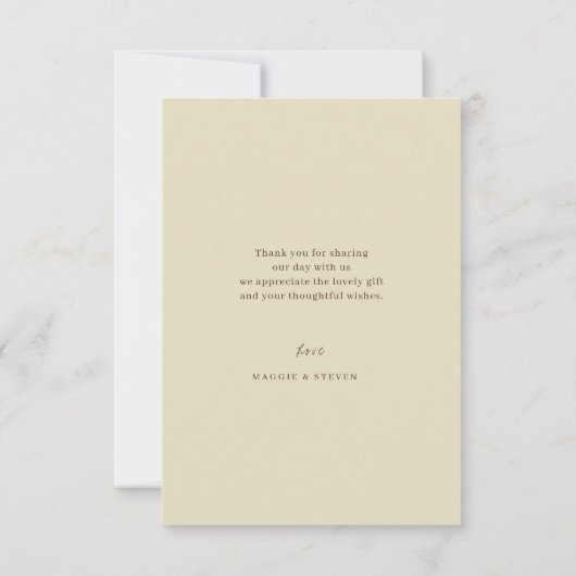 Elegant Brown and Gold Overlay Script Weddenschap Bedankkaart (Achterkant)