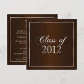 Elegant Brown and Silver Class of 2012 Invitation Kaart (Voorkant / Achterkant)