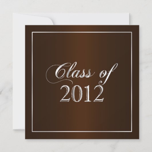 Elegant Brown and Silver Class of 2012 Invitation Kaart (Voorkant)