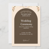 Elegant Brown Arch Floral Wedding Invitation | Min Kaart (Voorkant)