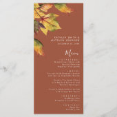 Elegant Brown Autumn Foliage Modern Wedding Menu (Voorkant)