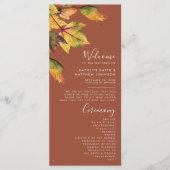 Elegant Brown Autumn Foliage Modern Wedding Programmakaart (Voorkant)