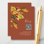 Elegant Brown Autumn Foliage QR Code RSVP Informatiekaartje