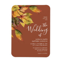 Elegant Brown Autumn Foliage Wedding Uitnodiging