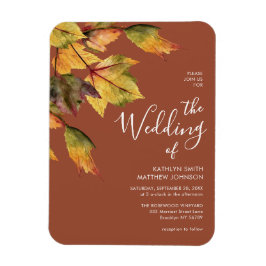 Elegant Brown Autumn Foliage Wedding Uitnodiging Magneet