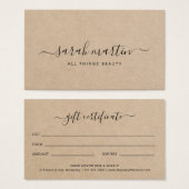 Elegant Brown Beauty Salon Gift Certificate Visitekaartje (Voorkant /achterkant)