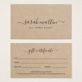 Elegant Brown Beauty Salon Gift Certificate Visitekaartje