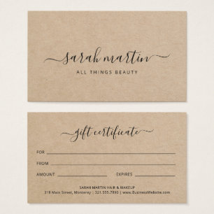 Elegant Brown Beauty Salon Gift Certificate Visitekaartje