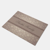 Elegant Brown beige Floral Gepersonaliseerd Tekst Deurmat (Schuin)