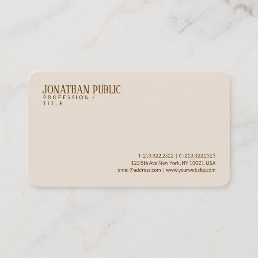 Elegant Brown Beige Rounded Corner Luxurious Silk Visitekaartje (Achterkant)