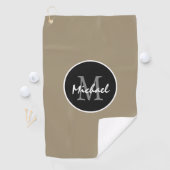 Elegant Brown Black Gepersonaliseerd Monogram Mann Golfhanddoek (Insitu)
