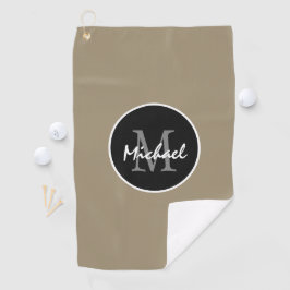 Elegant Brown Black Gepersonaliseerd Monogram Mann Golfhanddoek