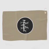 Elegant Brown Black Gepersonaliseerd Monogram Mann Golfhanddoek (Horizontaal)
