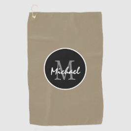 Elegant Brown Black Gepersonaliseerd Monogram Mann Golfhanddoek