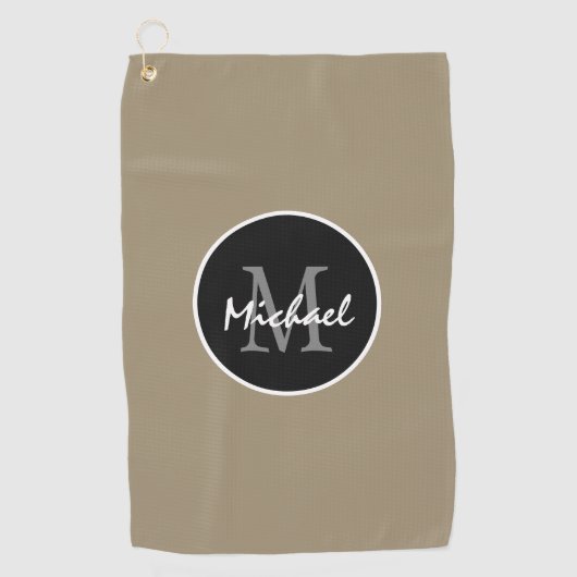 Elegant Brown Black Gepersonaliseerd Monogram Mann Golfhanddoek (Voorkant)