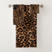 Elegant Brown & Black Leopard Pattern - Monogram Bad Handdoek (Insitu)