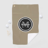 Elegant Brown Black Monogram Name Mannen Golfhanddoek (Insitu)