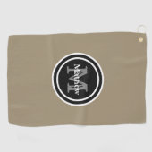 Elegant Brown Black Monogram Name Mannen Golfhanddoek (Horizontaal)
