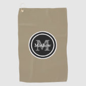 Elegant Brown Black Monogram Name Mannen Golfhanddoek (Voorkant)