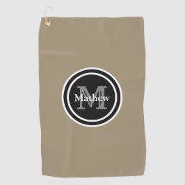 Elegant Brown Black Monogram Name Mannen Golfhanddoek
