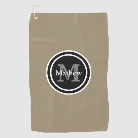 Elegant Brown Black Monogram Name Mannen Golfhanddoek (Voorkant)