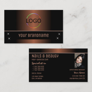 Elegant Brown Black Stylish met Logo en foto's Visitekaartje