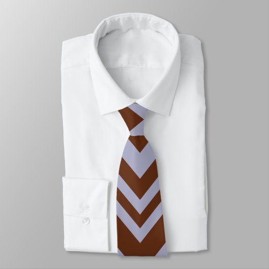 Elegant brown &blue chevron pattern Neck Tie Stropdas (Gebonden)