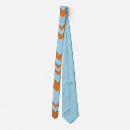 Elegant brown &blue chevron pattern Neck Tie Stropdas (Achterkant)