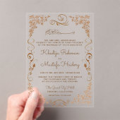 Elegant Brown Border Muslim Wedding Acryl Uitnodigingen (Insitu (Draagbaar))