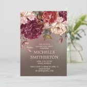 Elegant Brown Burgundy Ivory Floral 50e verjaardag Kaart (Staand voorkant)