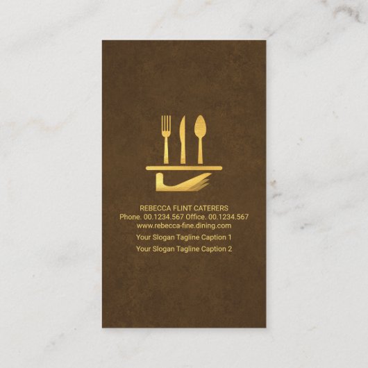 Elegant Brown Butler Tuxedo Serving Bord Cutlery Visitekaartje (Achterkant)