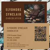 Elegant Brown Caramel Chocolatier Photo Social QR  Visitekaartje