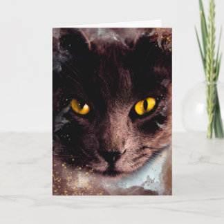 Elegant Brown Cat Waterverf Birthday Kaart