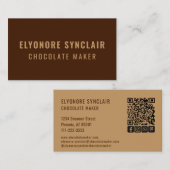 Elegant Brown Chocolate Maker Social Icon QR Code  Visitekaartje (Voorkant / Achterkant)