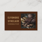 Elegant Brown Chocolatier Photo Social QR Code  Visitekaartje (Voorkant)
