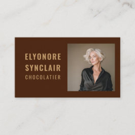 Elegant Brown Chocolatier Photo Social QR Code  Visitekaartje