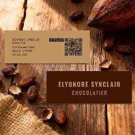 Elegant Brown Chocolatier Social Icon QR Code  Mini Visitekaartje