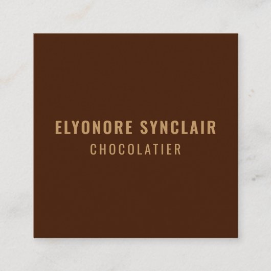 Elegant Brown Chocolatier Social Logo QR Code  Vierkante Visitekaartje (Voorkant)