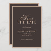 Elegant Brown Classic Old Money Wedding Save The Date (Voorkant / Achterkant)