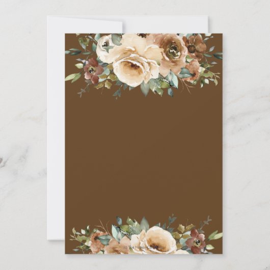 Elegant Brown Cream Rozen Floral Greenery Wedding Kaart (Achterkant)