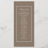 Elegant Brown Cream Script Wedding Programme Programmakaart (Achterkant)