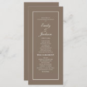 Elegant Brown Cream Script Wedding Programme Programmakaart (Voorkant / Achterkant)