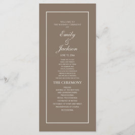 Elegant Brown Cream Script Wedding Programme Programmakaart
