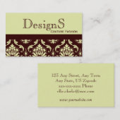 Elegant Brown Damask Mode Visitekaartje (Voorkant / Achterkant)