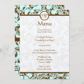 Elegant Brown  Damask op Light Aqua Blue Menu (Voorkant / Achterkant)