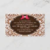 Elegant Brown Damask roze Cake Diamond Bakery Visitekaartje (Achterkant)