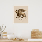 Elegant Brown en Beige Griffin - Legendary Beast Poster (Keuken)