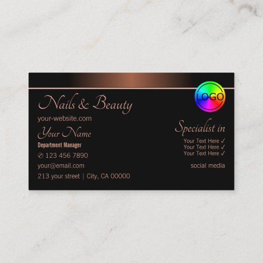 Elegant Brown en Black met Logo Professional Visitekaartje (Achterkant)